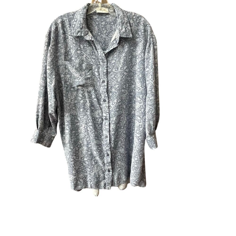 Dress Forum Los Angeles Size Small Paisley Chambray Shirt Dress Button Down